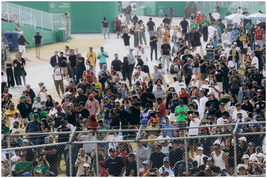 A large crowd gathers at the Interlagos Racetrack