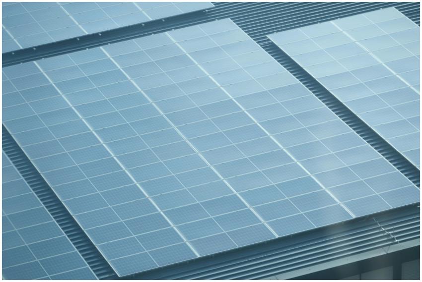 Detailed view of solar panels installed on a rooft