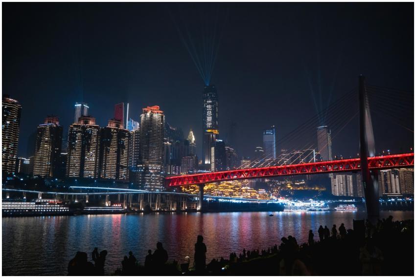 Vibrant night view of Chongqing's skyline and illu