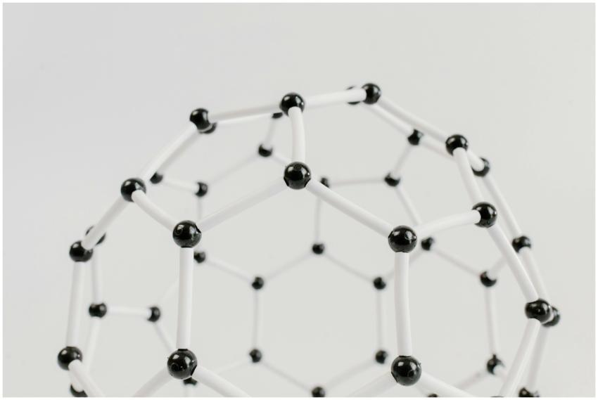 Close-up of a geometric molecular structure model