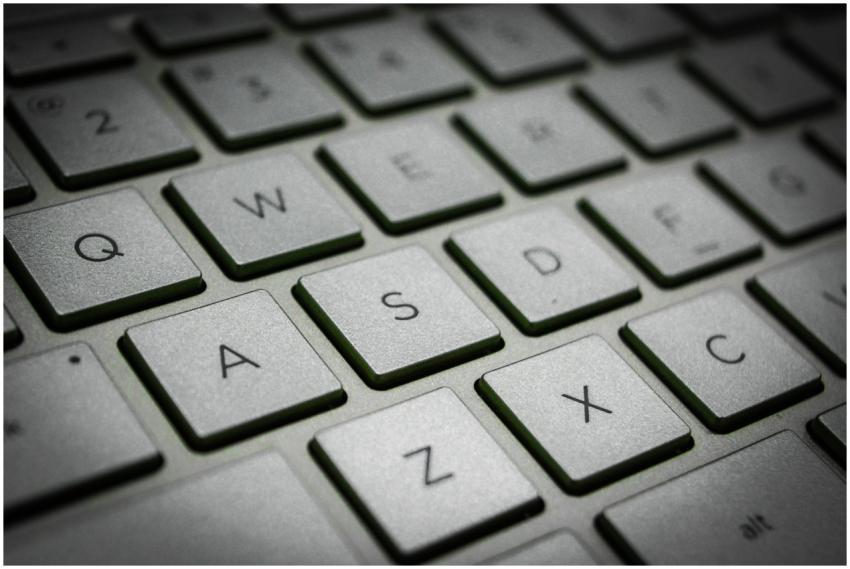 A detailed macro shot of a sleek modern computer k