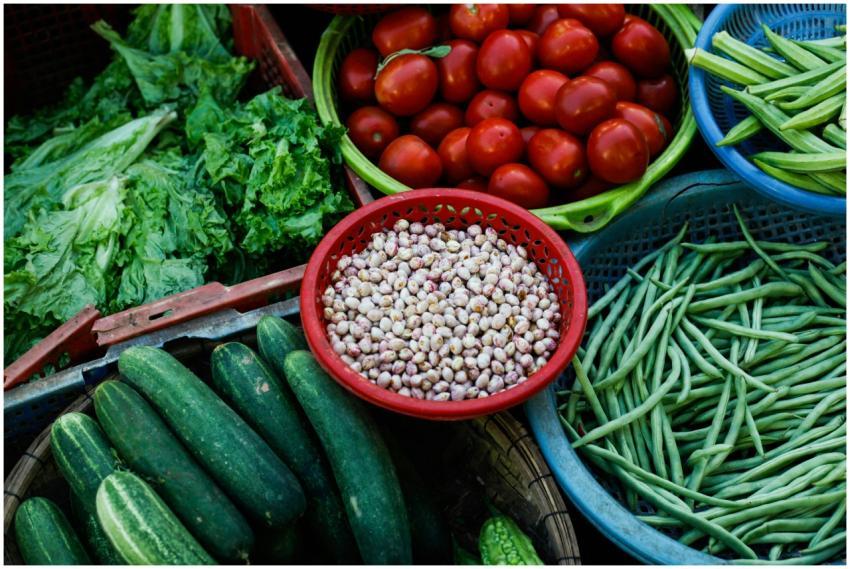 Vibrant assortment of fresh vegetables at a local