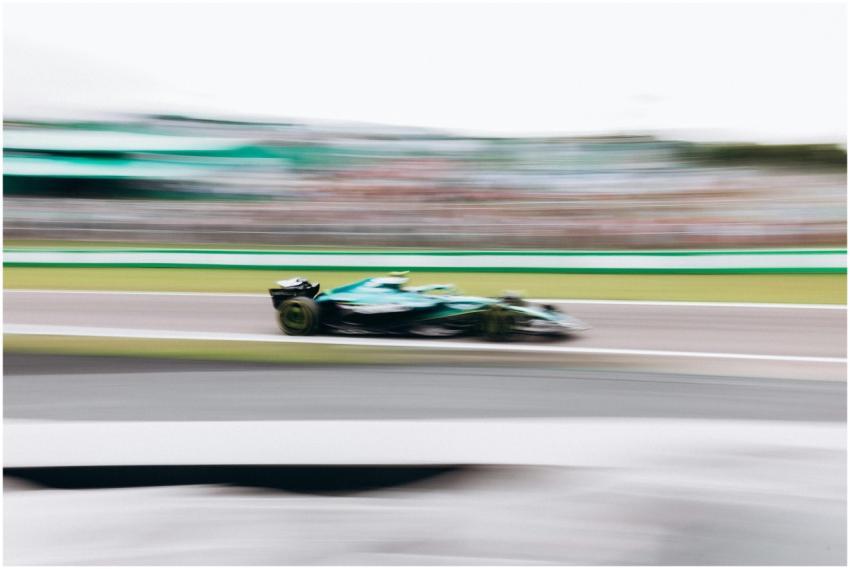 Blurred shot of a Formula 1 car racing at high spe