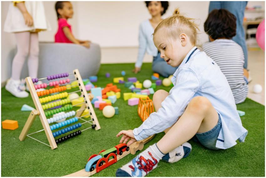 Kids enjoying playtime with toys and activities in