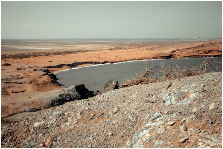 Scenic desert landscape featuring rocky terrain, s