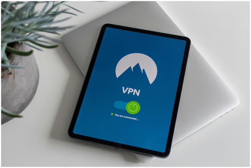Modern tablet displaying a connected VPN app scree