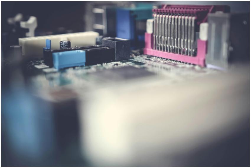 Detailed close-up of a circuit board showcasing el