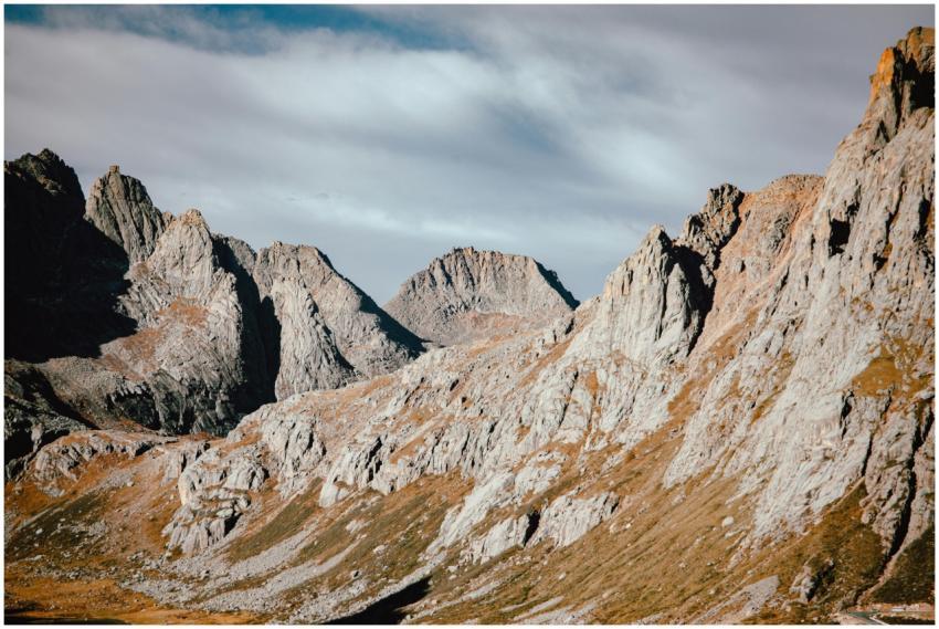 Captivating view of rugged mountain peaks casting