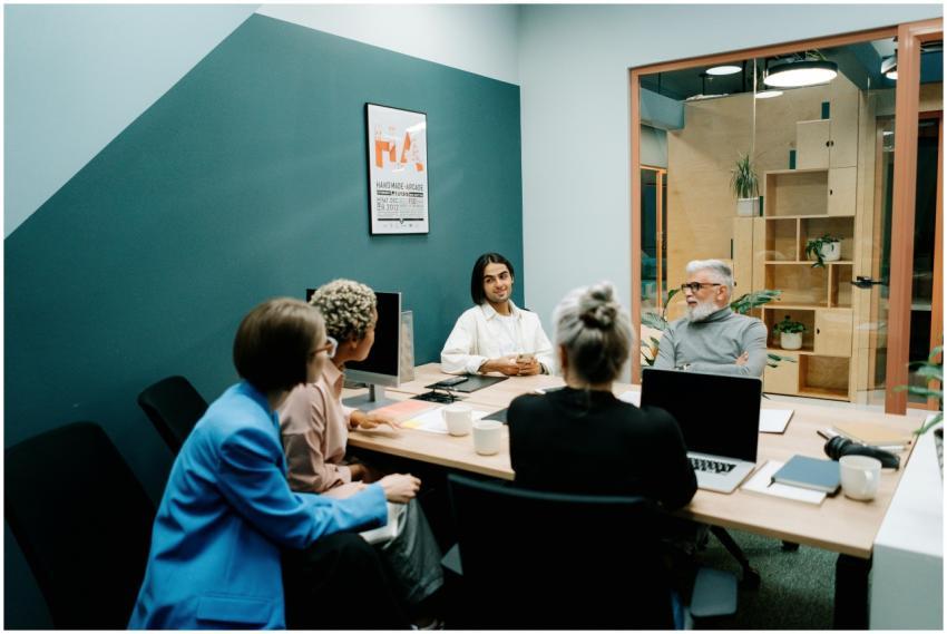 Diverse group of professionals having a meeting in