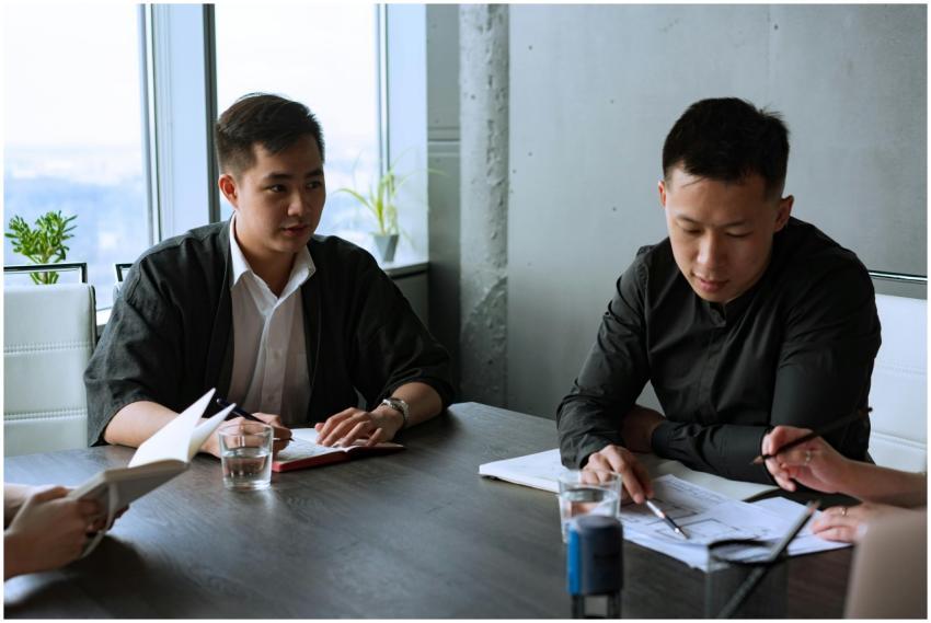 Group of professionals discussing business strateg