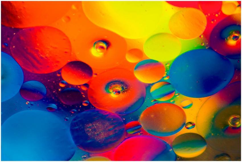Colorful abstract artwork featuring vibrant bubble