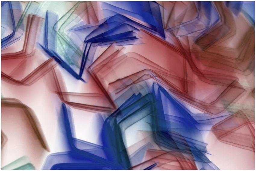 Dynamic abstract artwork with vibrant red and blue