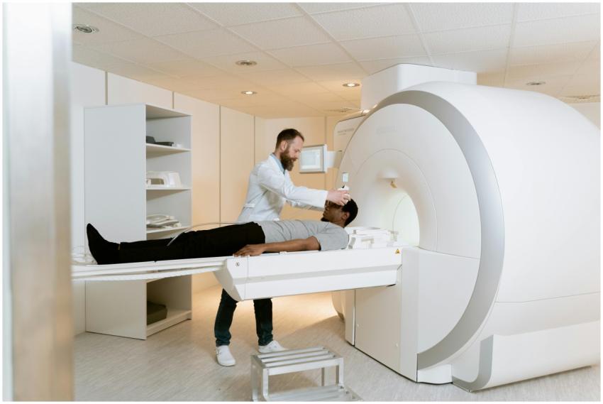 An adult patient experiencing a medical scan guide