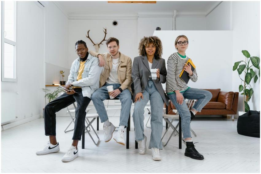 A multicultural group of young professionals in a