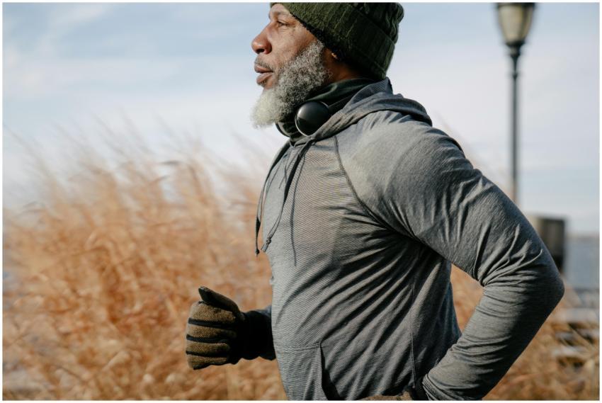 Senior African American man enjoying a run outdoor