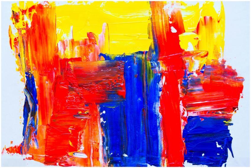 Colorful abstract art with bold brush strokes in r