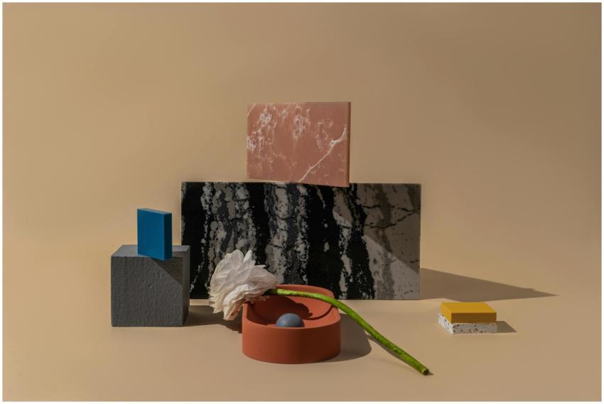 Artistic still life featuring geometric shapes and