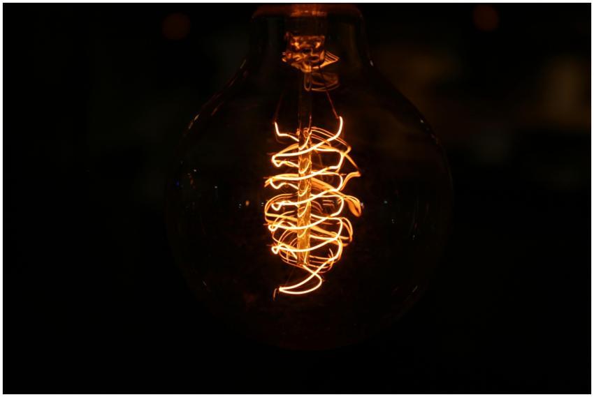 A mesmerizing view of a glowing filament inside an