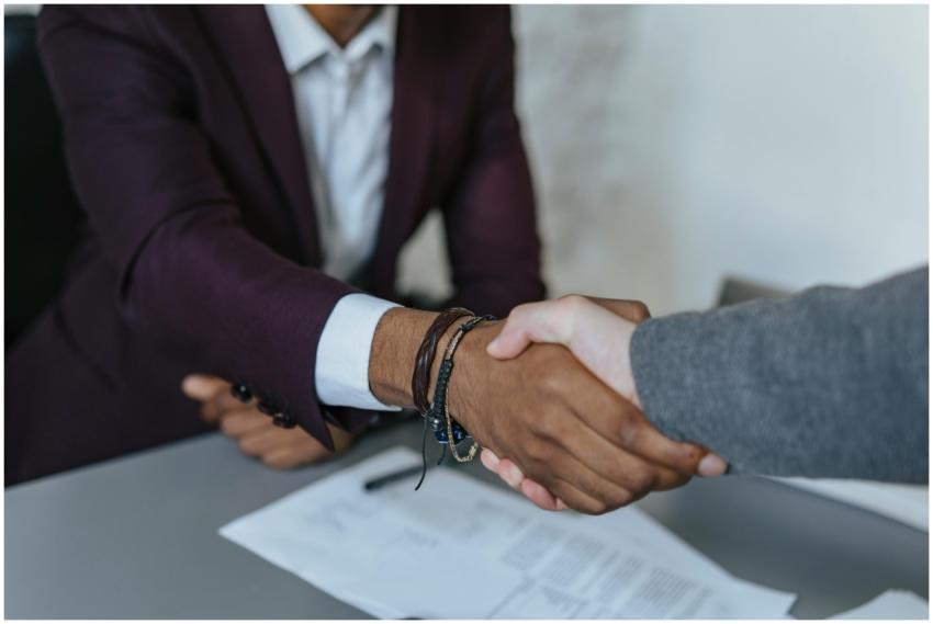 Close-up of a business handshake symbolizing agree