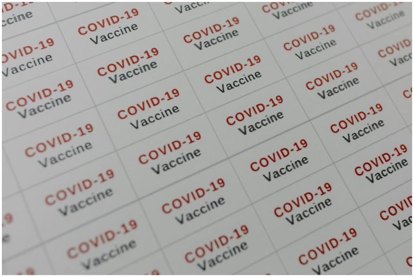 Grid of COVID-19 vaccine labels ready for medical