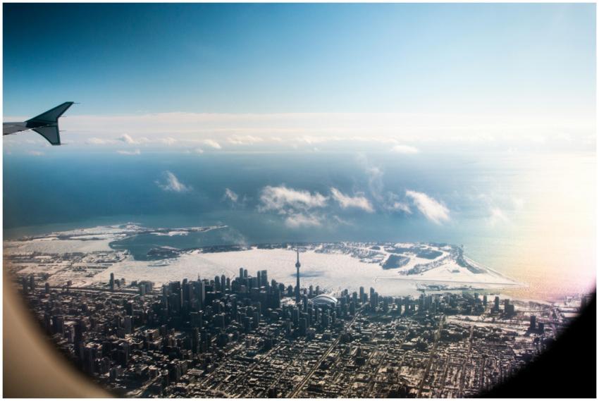 A stunning aerial view of Toronto skyline with the