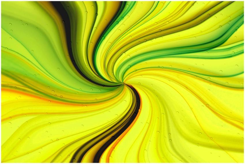 Dynamic abstract art featuring vivid yellow and gr