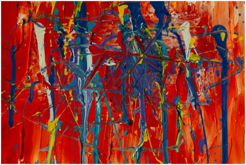 Dynamic abstract painting with bold acrylic colors