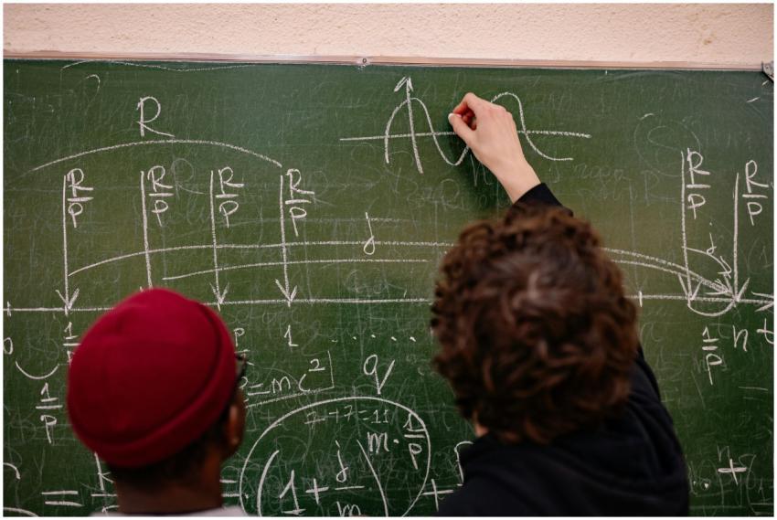 Students working together on complex math problems