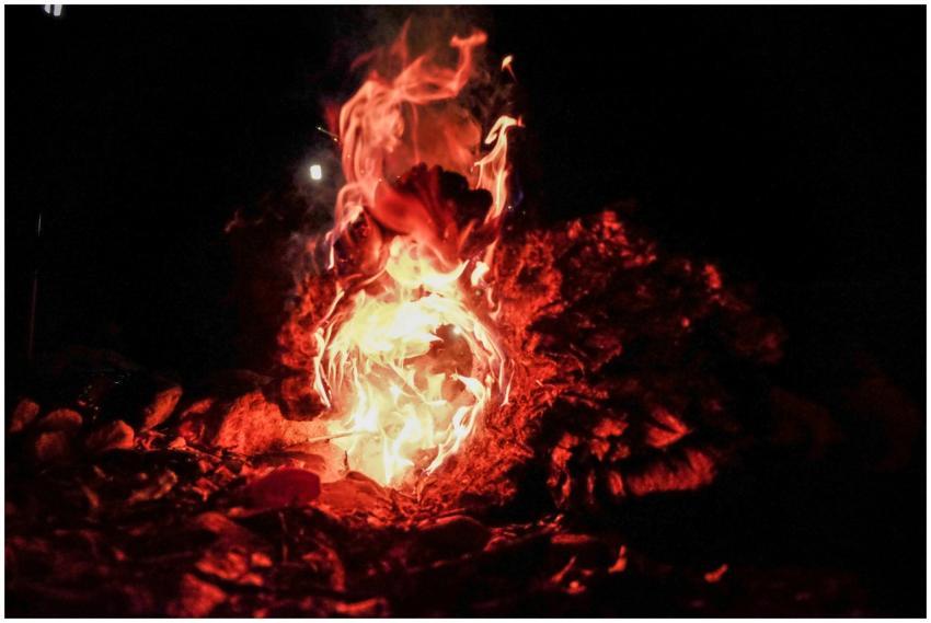 Vivid flames and embers creating warmth and light