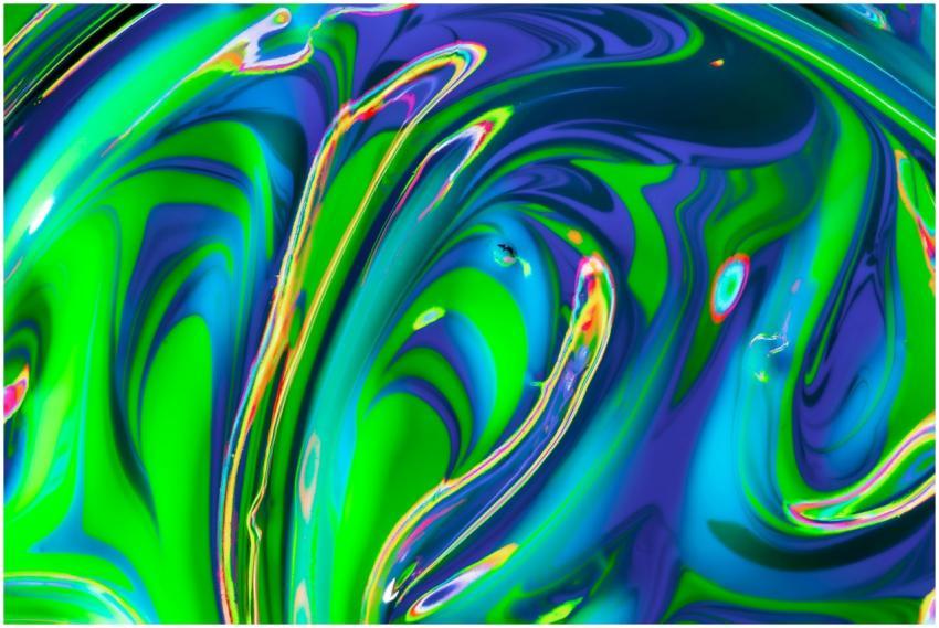 Bright and dynamic abstract acrylic painting featu