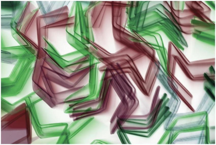 Dynamic abstract image showcasing vibrant overlapp