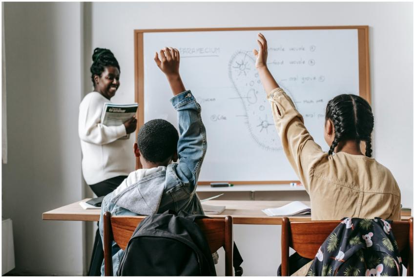 Students actively participating in a biology lesso
