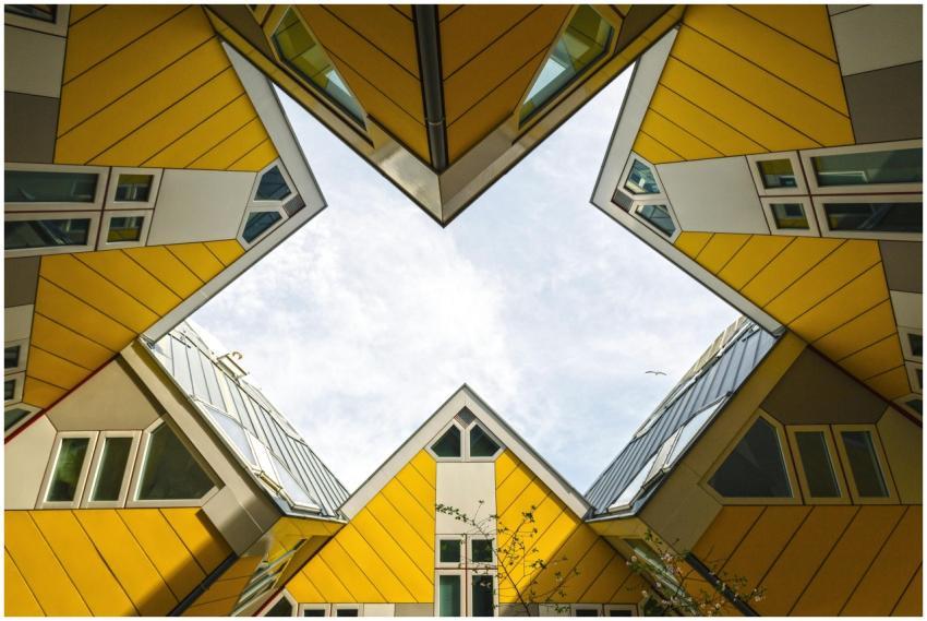 Low angle view of the iconic Cube Houses in Rotter
