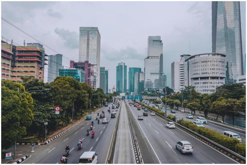 Vibrant Jakarta cityscape showcasing tall skyscrap
