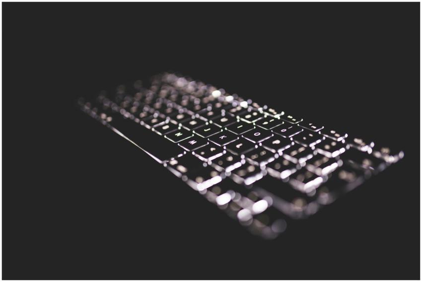 Close-up of a glowing keyboard with backlight on a