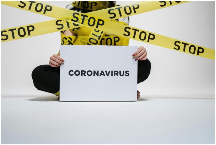 Conceptual image of coronavirus awareness with cau