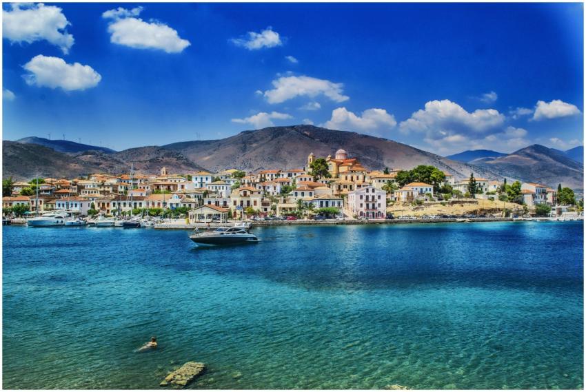 Beautiful coastal view of a charming Greek town ag