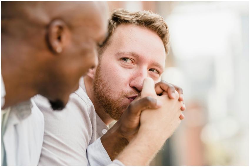 A happy interracial couple sharing a loving moment