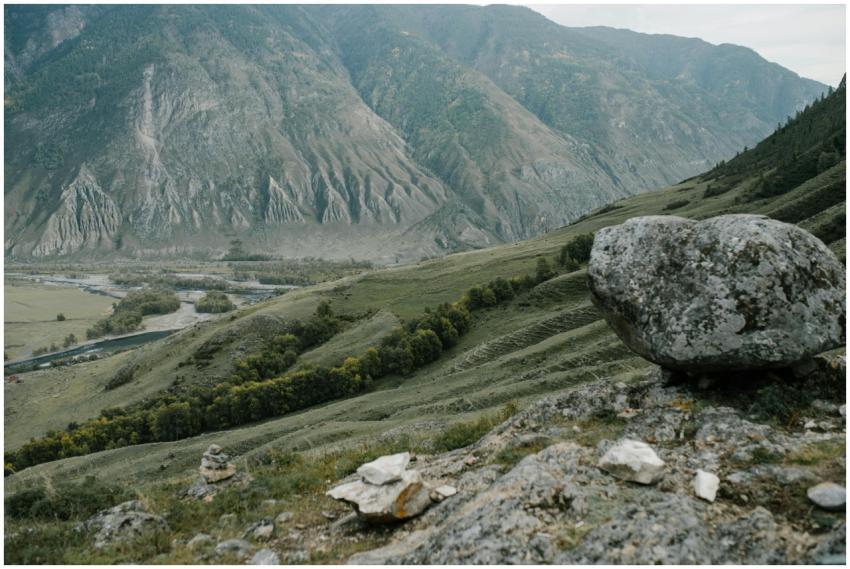 Breathtaking mountain landscape with a river valle