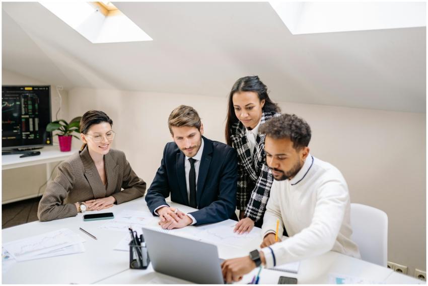 A diverse team of professionals collaborating and