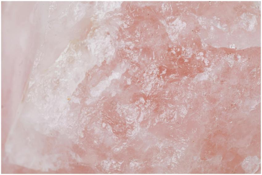Detailed view of rose quartz showcasing its pink c