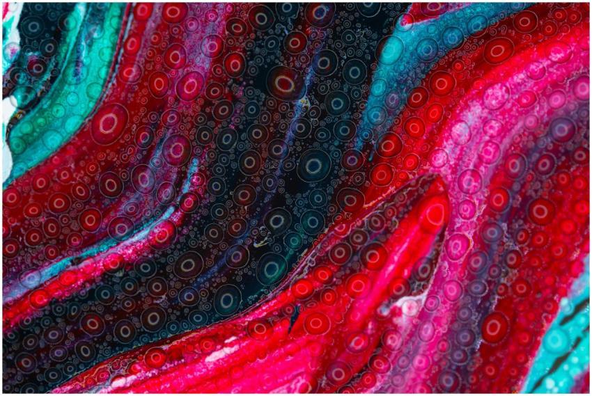 Colorful abstract painting with vivid hues and int