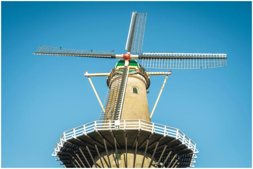 A classic Dutch windmill in Wateringen, Netherland