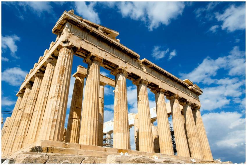 Iconic Parthenon in Athens under a clear blue sky.