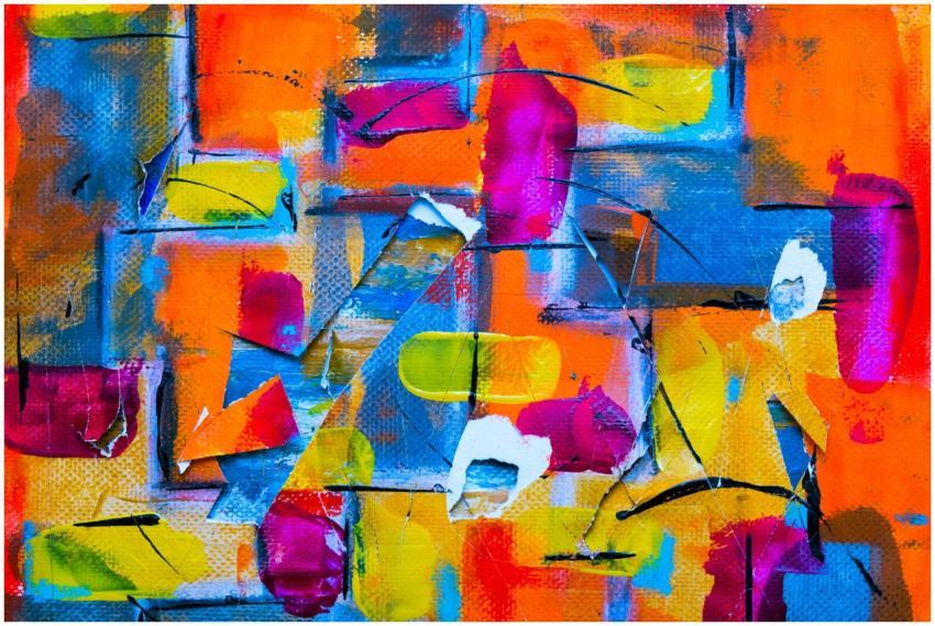 Vivid abstract acrylic painting with dynamic color