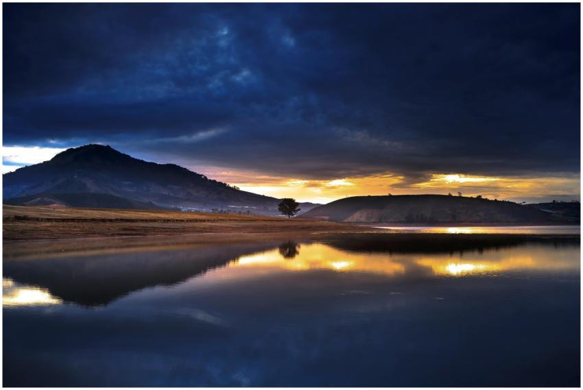 Breathtaking view of a mountain lake reflecting a