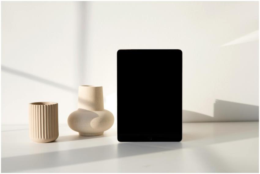 Stylish minimalist tablet mockup alongside modern