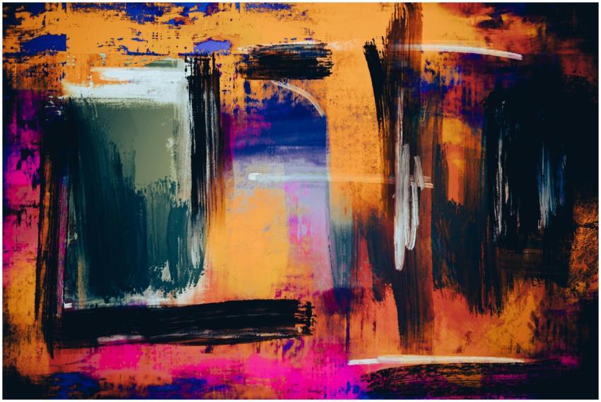 Dynamic abstract expressionist painting with color