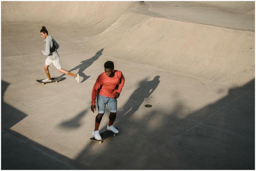 From above of man diverse friends accelerating for