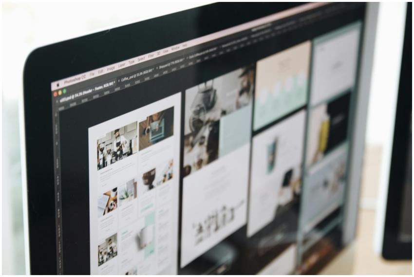A modern computer screen displaying web design wor